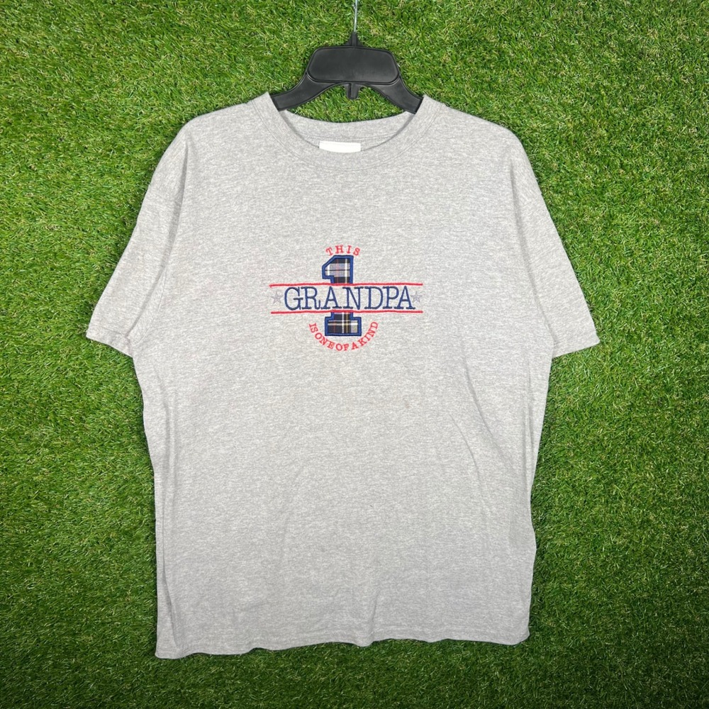 M&C Sport Grandpa One Of A Kind Graphic T-Shirt Gray Mens Large Vintage 90s